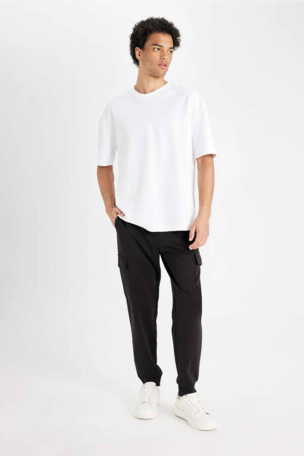 Regular Fit Cargo Pocket Sweatpants Black - 1