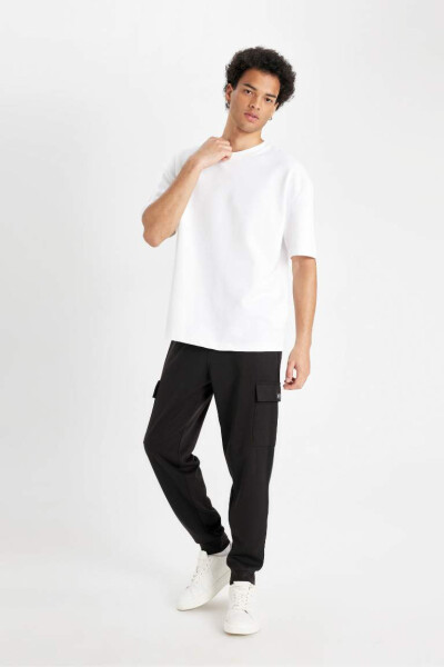 Regular Fit Cargo Pocket Sweatpants Black - 3