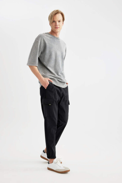 Regular Fit Cargo Pocket Sweatpants Black - 1