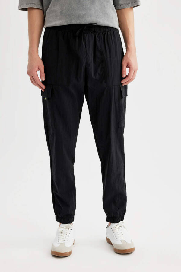 Regular Fit Cargo Pocket Sweatpants Black - 4