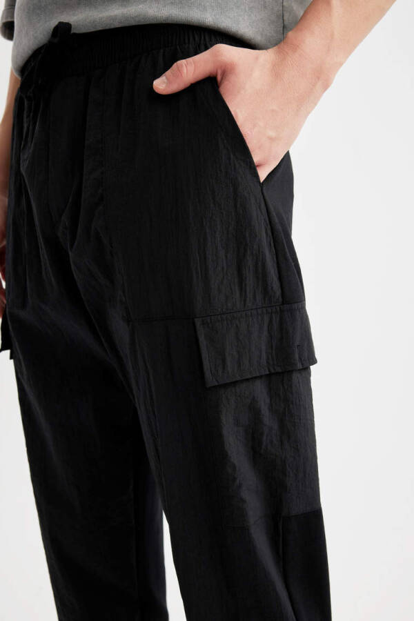 Regular Fit Cargo Pocket Sweatpants Black - 5