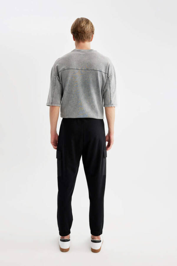 Regular Fit Cargo Pocket Sweatpants Black - 6