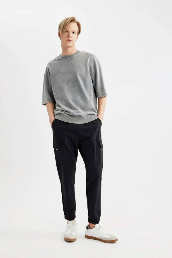 Regular Fit Cargo Pocket Sweatpants Black - 9