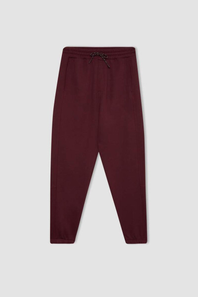 Regular Fit Cepli Eşofman Altı Bordo - 8