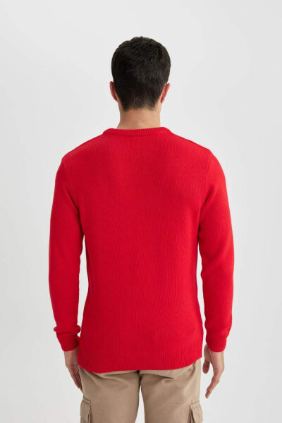 Regular Fit Christmas Theme Henley Neck Jumper Red - 8