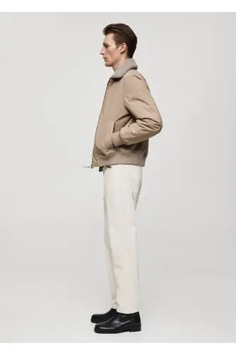 Regular fit corduroy trousers - Off White - 2