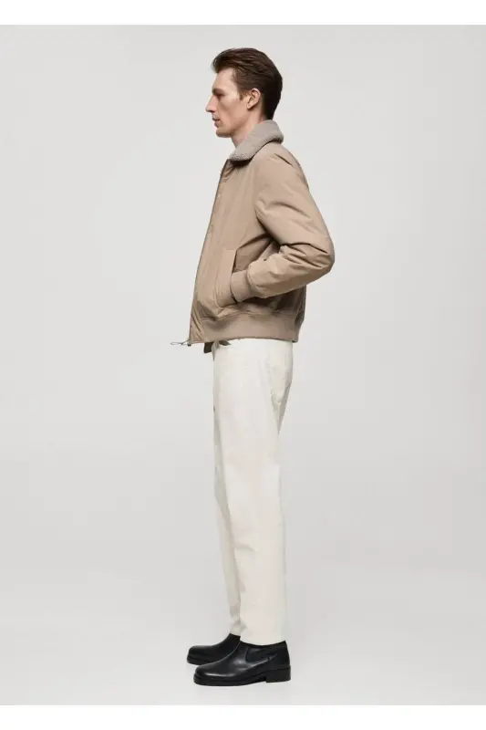 Regular fit corduroy trousers - Off White - 2