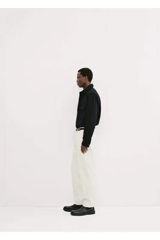Regular fit corduroy trousers - Off White - 3