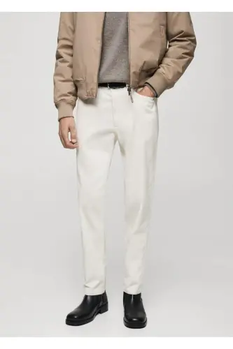 Regular fit corduroy trousers - Off White - 5