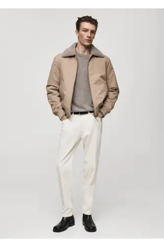 Regular fit corduroy trousers - Off White - 6