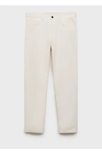 Regular fit corduroy trousers - Off White - 7