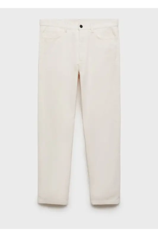 Regular fit corduroy trousers - Off White - 7