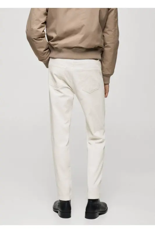 Regular fit corduroy trousers - Off White - 8