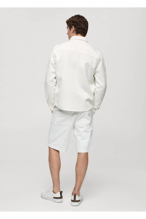 Regular Fit Cotton and Linen Shirt Jacket - 4
