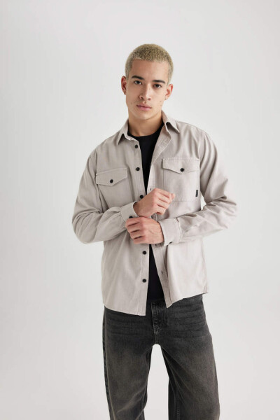 Regular Fit Cotton Long Sleeve Shirt Grey - 4