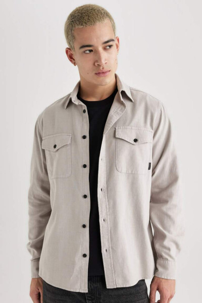 Regular Fit Cotton Long Sleeve Shirt Grey - 6