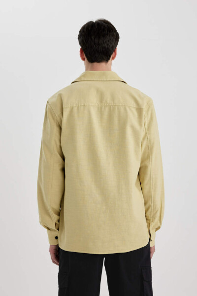 Regular Fit Cotton Long Sleeve Shirt Light Olive Green - 5