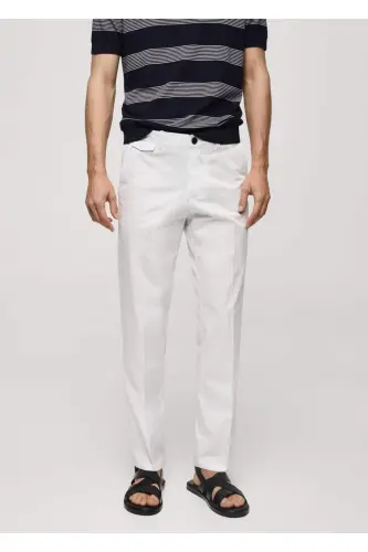 Regular fit cotton pants - Off White - 1