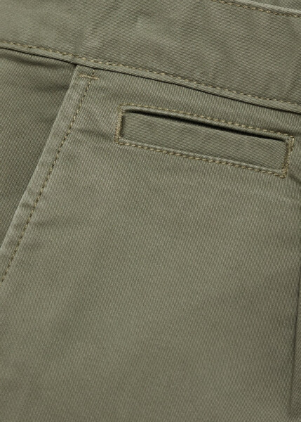 Regular fit cotton pants with pleats - Sand beige. - 7