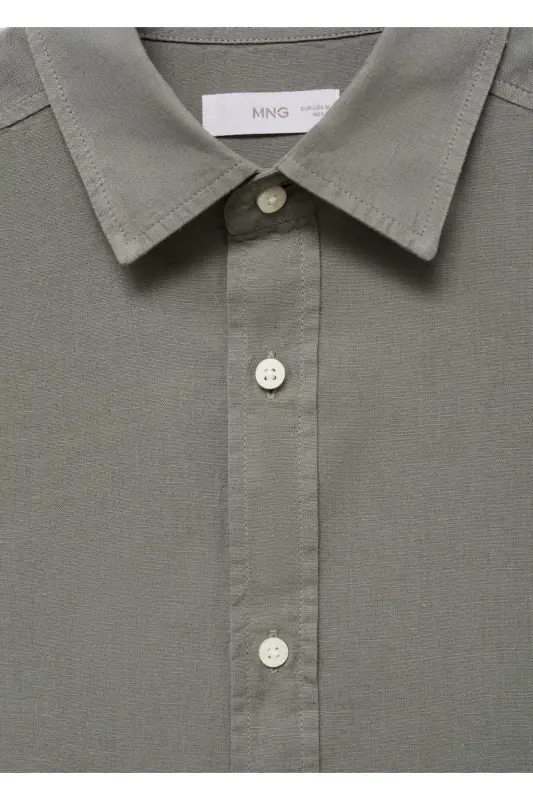 Regular Fit Cotton Shirt-Khaki Color - MANGO TEEN
