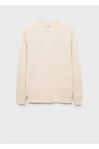 Regular fit cotton sweatshirt-Ecru - 3