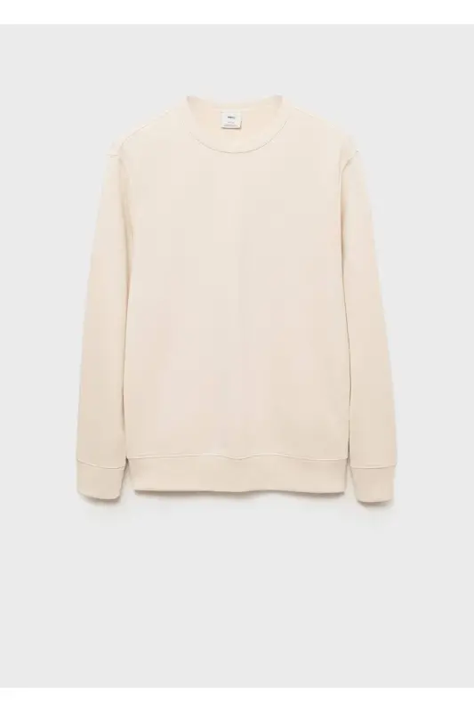 Regular fit cotton sweatshirt-Ecru - 3