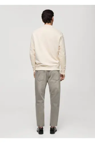 Regular fit cotton sweatshirt-Ecru - 4