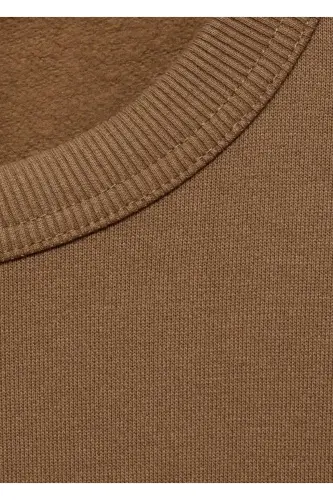 Regular fit cotton sweatshirt-Mid Brown - 5