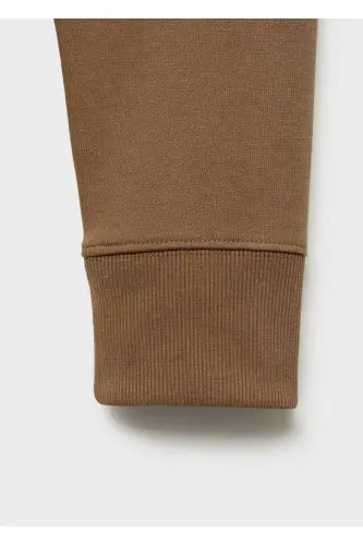 Regular fit cotton sweatshirt-Mid Brown - 8