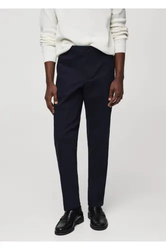 Regular fit cotton trousers - Navy Blue 