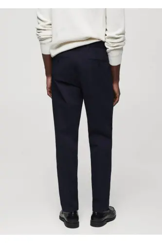 Regular fit cotton trousers - Navy Blue - 4