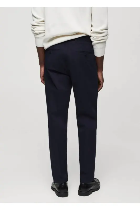 Regular fit cotton trousers - Navy Blue - 4