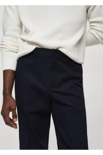 Regular fit cotton trousers - Navy Blue - 6