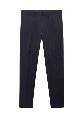Regular fit cotton trousers - Navy Blue - 8