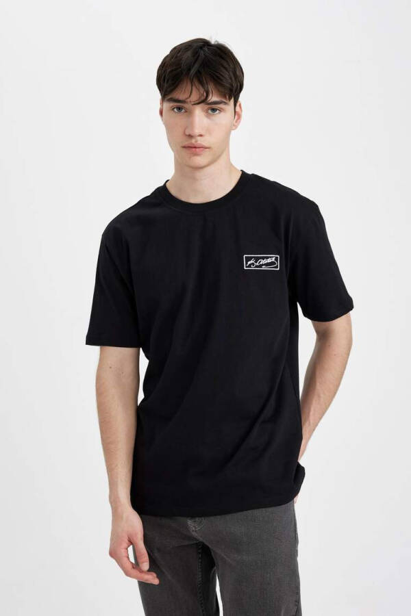 Regular Fit Crew Neck Atatürk Printed Short Sleeve T-Shirt Black - 4