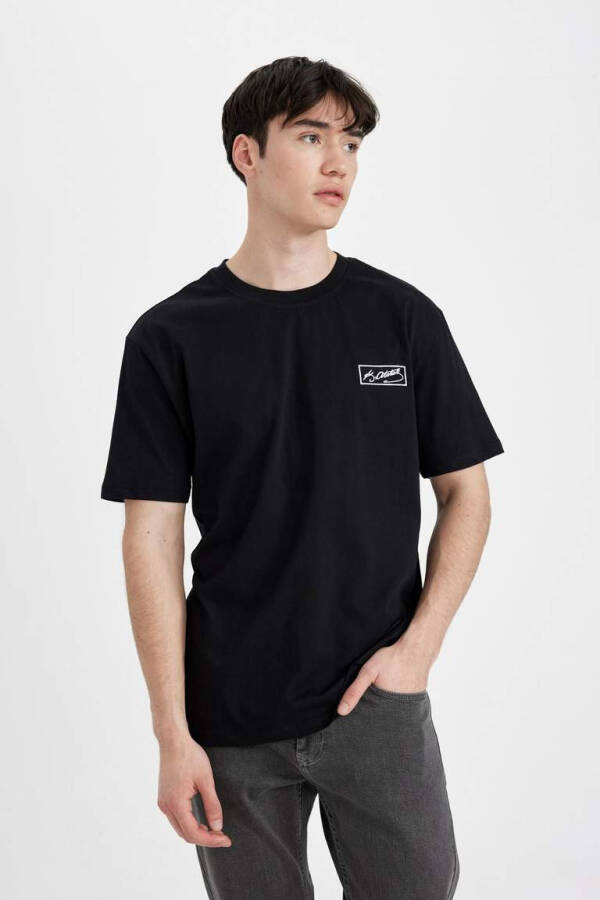 Regular Fit Crew Neck Atatürk Printed Short Sleeve T-Shirt Black - 6