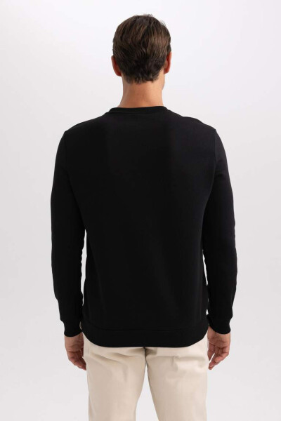 Regular Fit Crew Neck Basic Cotton Sweatshirt Black - 15