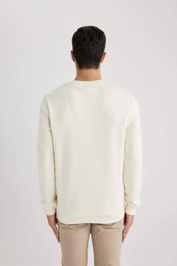 Regular Fit Crew Neck Basic Cotton Sweatshirt Ecru - 10