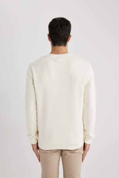 Regular Fit Crew Neck Basic Cotton Sweatshirt Ecru - 5