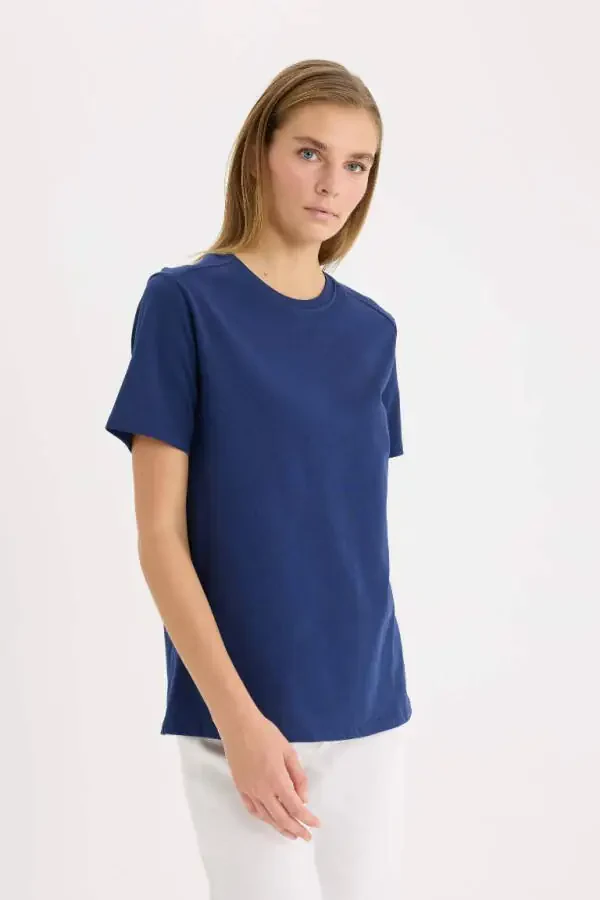 Regular Fit Crew Neck Premium Short Sleeve T-Shirt Navy - 4