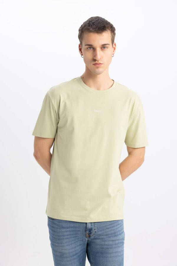 Regular Fit Crew Neck Printed Short Sleeve T-Shirt Light Green - 2