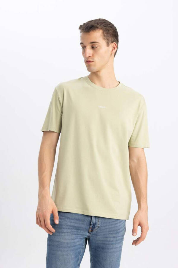 Regular Fit Crew Neck Printed Short Sleeve T-Shirt Light Green - 4