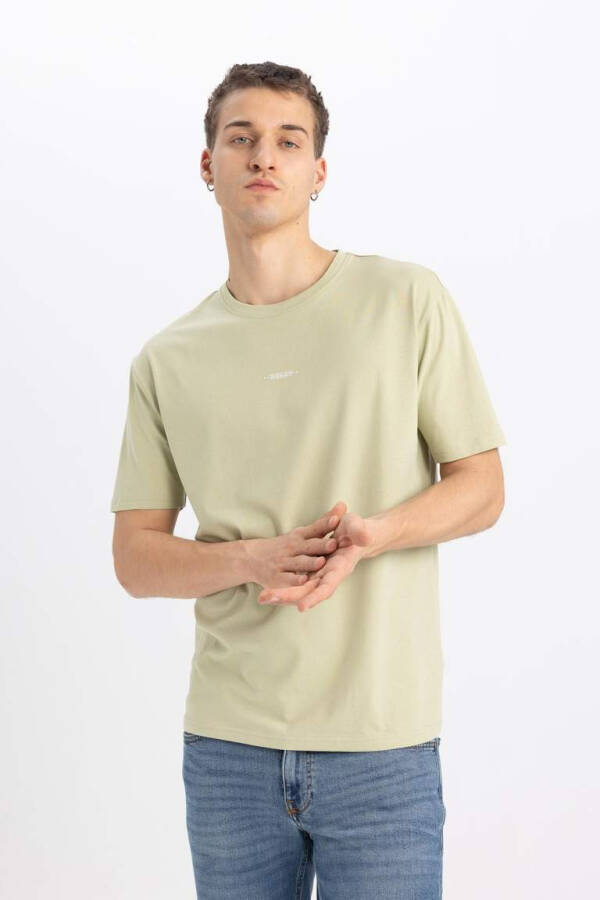 Regular Fit Crew Neck Printed Short Sleeve T-Shirt Light Green - 5