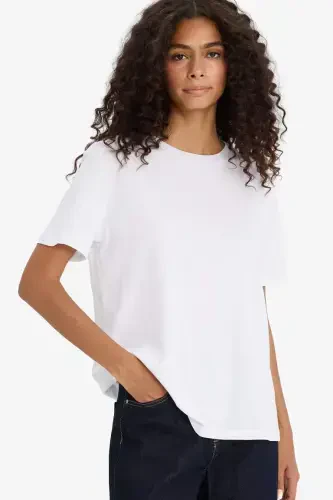 Regular Fit Crew Neck Short Sleeve 100% Cotton T-Shirt White - 1