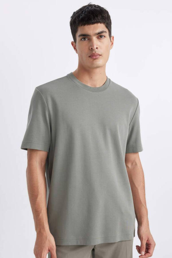 Regular Fit Crew Neck Short Sleeve Basic Heavyweight T-Shirt Green - 4