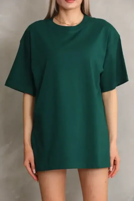 Regular Fit Crew Neck Summer Short Sleeve Basic T-Shirt - Green - 2