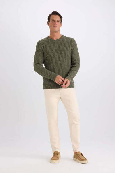 Regular Fit Crewneck Textured Pullover Dark Green - 2