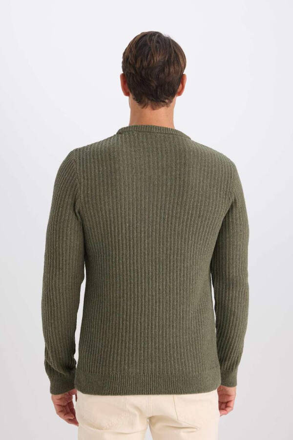 Regular Fit Crewneck Textured Pullover Dark Green - 5