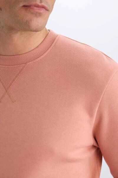 Regular Fit Cycling Collar Thick Fabric Sweatshirt Raspberry - 5