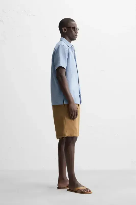 REGULAR FIT DOKULU KO'YLAK-Ko'k/Oq - 4